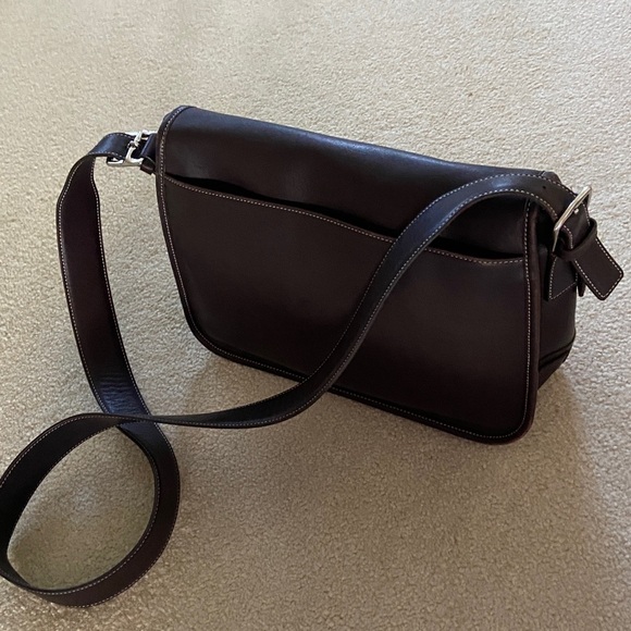 Coach Vintage Dark Brown Leather Messenger Bag #NoK1S-7750 with silver hardware - Picture 9 of 16